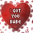 Red heart-shaped icons with text "I GOT YOU BABE" in white pixelated font, arranged in a pattern on a white background