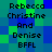 Pixelated text reads "Rebecca Christine And Denise BFFL" over a blue-green pixel background with alternating dark and light squares