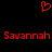 Red pixelated heart symbol above two instances of the name Savannah in red pixelated text on a black background.