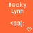 Pixelated orange background with white text 'Becky Lynn' and '<33>:' followed by a white heart symbol, showing two states of the heart's pixelation.