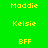 Two side-by-side display identical text in yellow pixelated font on different solid backgrounds, with the left split into green and blue halves