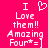 A bright pink background displays white pixelated text and a heart symbol, with the left side showing a heart icon and the right side showing a plain 'I' character.