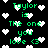 Green pixelated text on black background reads "Taylor is The one you love (3" with scattered white heart symbols.