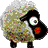 Two pixelated sheep with fluffy wool, black faces, and red cheeks stand side-by-side against a white background.