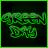 Animated contact sheet of a Green Day logo animation with green neon text on black background, showing frame-to-frame variations in glow and transparency.