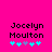 Pixelated text 'Jocelyn Moultan' on bright pink background with cyan and purple star icons below, two variations of icon layout visible.
