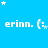Blue background with white text 'erinn. (:' repeated in a pattern, surrounded by white and light blue stars