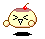 Pixelated character with cherry-topped dessert head, closed eyes, and shifting arm positions