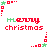 Pixelated 'Merry Christmas' text in red and green with corner decorations on white background, animated variations of border elements.