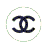 Black interlocking CC logo inside a thin green circle on white background.