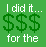 Green pixelated icon with white text and three green dollar signs in the center.