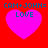 Four identical pixelated heart icons with 'CAM+JOHN=' and 'LOVE' text on a red background, arranged in two of two