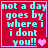 Red background with cyan text reading "not a day goes by where i i dont you!!" and pink heart symbols in four