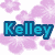 Four distinct pixelated backgrounds display the name 'Kelley' in different colors and styles.