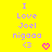 Yellow background with purple text reading "I Love Joel nigoo" and two symbols: a gray '<3' and a pink heart.