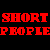 Pixelated red text on black background reading "SHORT PEOPLE ROCK!" in a retro video game style.