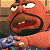 A pixelated animated contact sheet showing two frames of a cartoon character with exaggerated facial features and green text reading "Original Icons .com" on the right side.