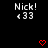 Black background displays repeated 'Nick! <33' text with red heart symbols in a pattern
