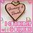 Heart-shaped icon with pink border and brown outline, featuring text inside the heart and pixelated text below.