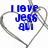Blue pixelated text over gray heart outlines on white background, with partial and full phrases visible across the image.