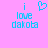 Pixelated blue text and heart symbol on pink background, with one version showing a heart icon above 'i love dakota' and another without it.