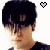 identical pixelated headshots with black hair and dark clothing, each paired with a heart symbol that changes color across frames