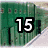 A four- with pixelated text and imagery: green lockers, a truck, books, and lined paper