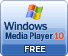Windows Media Player 10 icon with Windows logo, 'FREE' label, and blue gradient background.