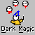 Pixel art of a wizard with blue hat and yellow robe holding a staff, surrounded by floating skulls with red mouths against gray background.