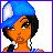 Pixelated cartoon character with orange skin, black hair, and blue cap in four showing facial expressions and text phrases