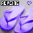 Two side-by-side pixelated images of purple flip-flops with 'ALYCINE' text above each, one showing a heart icon between them and the other without.
