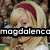 A pixelated image of a blonde woman with a red headband, showing two states: one with text 'magdalenca' and another with 'RBD' over her face.