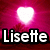 A heart-shaped light glows against a pink sky with silhouetted trees, while the text 'Lisette' appears in bold white letters.