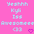 Pixelated text and symbols on a bright pink background with cyan and purple elements.