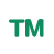 Green 'TM' letters centered in a white circle with gray outer border on a gray background.