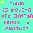 A static image with cyan background, pink text reading 'David is moving wts Clatterwits Clatterwits Clatterwits Clatter Flatter & Glatter?', and yellow stars.