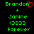 Green pixelated text on black background with red heart symbol over Brandon's name, plus signs between names and repeated '333' and 'Forever' below.