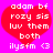 Two identical red heart-shaped icons with white pixelated text on a bright pink background, each displaying 'adom bf rozy sis luv them both ilysfm <3' in stacked lines.