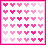 nine square each containing a pattern of pink and white heart shapes with varying color intensity, arranged in and