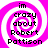 Four identical pixelated icons with pink and white spiral backgrounds display the text "im crazy about Robert Pattison" in black block letters.
