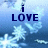 Blue background with white snowflakes; text reads "i LOVE you....." and "ChRisTiNa <3" in dark blue pixelated font.