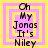 Four identical pixelated text on pink and yellow backgrounds with 'On My Jonas It's Niley' text