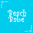 Pixelated text 'Beach Babe' repeated across a bright blue background with white star and dot patterns.