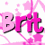 Pink 'Brit' text repeated across a white background with pink stars and lines, transitioning from full to partial view