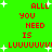 Green background with red pixelated text reading 'ALL YOU NEED IS LUUUUUV!' and white starbursts scattered throughout the image.