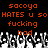Pixelated orange text on black background with white and gray pixelated hands raised below.