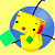 A pixelated animated contact sheet showing two frames of a yellow cartoon character with blue hair and red accents against a yellow background, next to green text reading "Original Icons .com" on a dark green background.