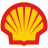 Red and yellow shell-shaped logo with radiating segments on gray background.