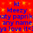 Red background with blue text repeating 'kt', 'kteezy', 'aty paprikk', 'any name', and 'ya love it<<' in a pattern