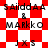 Red and white checkered background with black text reading 'SAIDDA & MARKKO' in top-left, 'JXS' below it, repeated across multiple